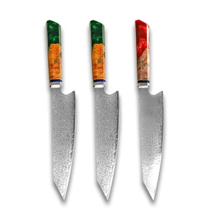 Sarah Express Premium Damascus Steel Chef Knife - Professional Japanese Kitchen Knife 8.1 Inch Red Green Green 34.7cm