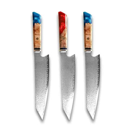 Sarah Express Premium Damascus Steel Chef Knife - Professional Japanese Kitchen Knife 8.1 Inch Red Blue Blue 34.7cm