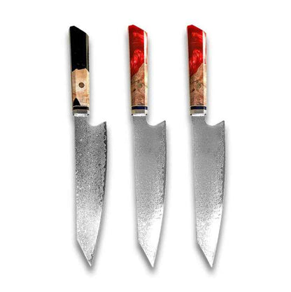 Sarah Express Premium Damascus Steel Chef Knife - Professional Japanese Kitchen Knife 8.1 Inch Red Red Black 34.7cm