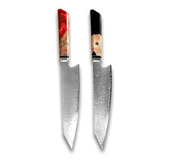 Sarah Express Premium Damascus Steel Chef Knife - Professional Japanese Kitchen Knife 8.1 Inch Red Black 34.7cm