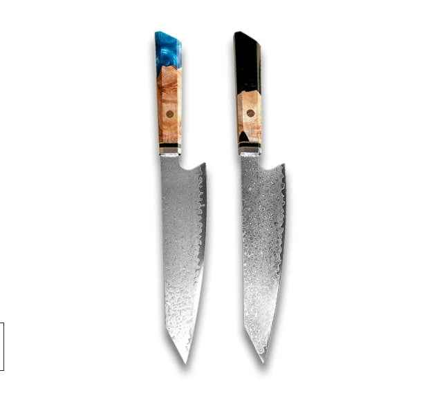 Sarah Express Premium Damascus Steel Chef Knife - Professional Japanese Kitchen Knife 8.1 Inch Black blue 34.7cm