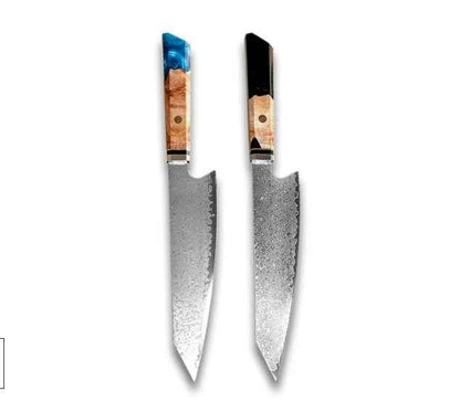 Sarah Express Premium Damascus Steel Chef Knife - Professional Japanese Kitchen Knife 8.1 Inch Black blue 34.7cm