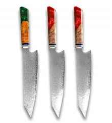 Sarah Express Premium Damascus Steel Chef Knife - Professional Japanese Kitchen Knife 8.1 Inch 2pcs red 1green 34.7cm