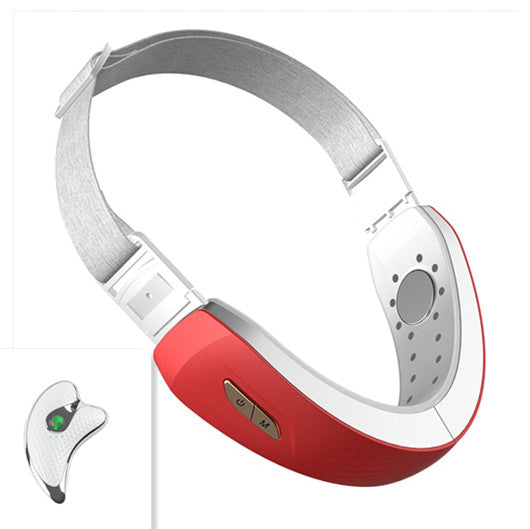 Sarah Express LED Facial Lifting Device with EMS Technology - V-Line Chin Lift Belt with Photon Therapy Red set With box