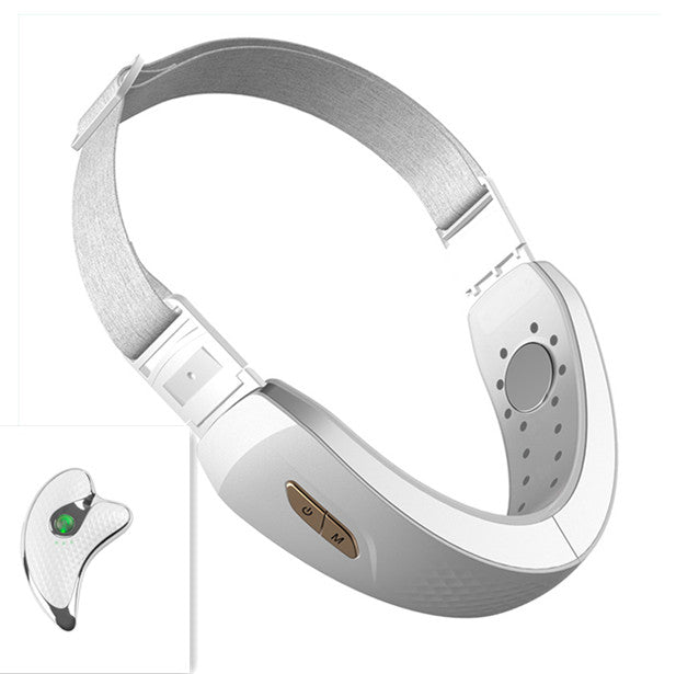Sarah Express LED Facial Lifting Device with EMS Technology - V-Line Chin Lift Belt with Photon Therapy Pearl White set With box