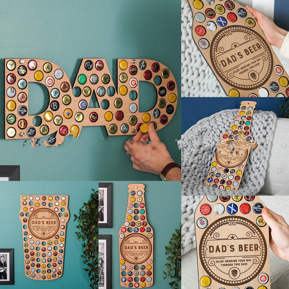 Beer Bottle Cap Display Board - Wooden Wall Art Collection Holder
