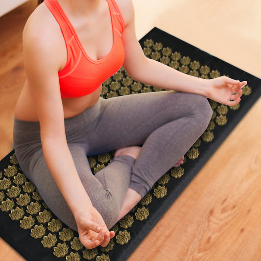 Acupressure Massage Mat Set with Pillow - Therapeutic Neck Back Foot Pain Relief Yoga Mat