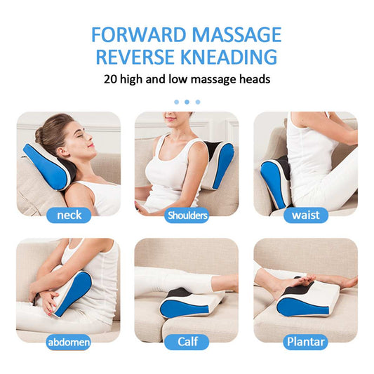 Infrared Heated Neck and Shoulder Massager Pillow with 16 Massage Heads