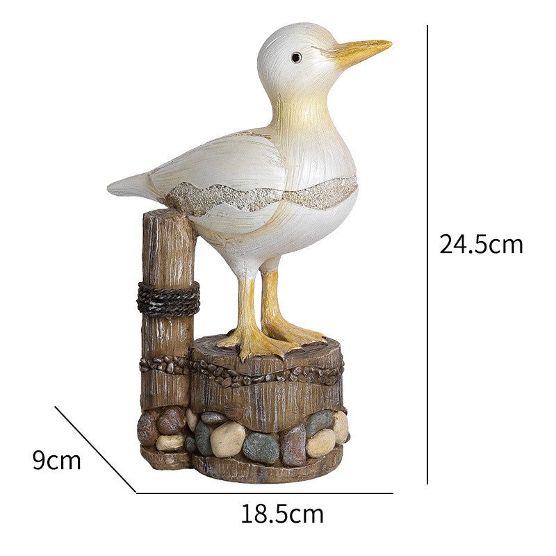 Coastal Seagull Figurine - Realistic Resin Seabird Statue for Beach Home Decor & Office