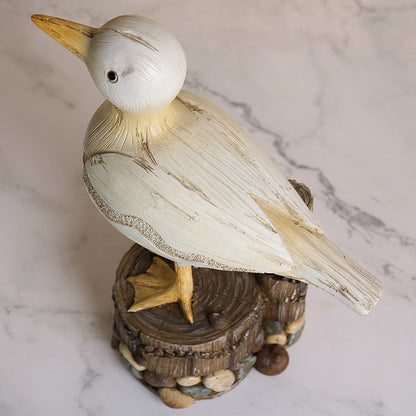 Coastal Seagull Figurine - Realistic Resin Seabird Statue for Beach Home Decor & Office
