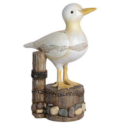 Coastal Seagull Figurine - Realistic Resin Seabird Statue for Beach Home Decor & Office