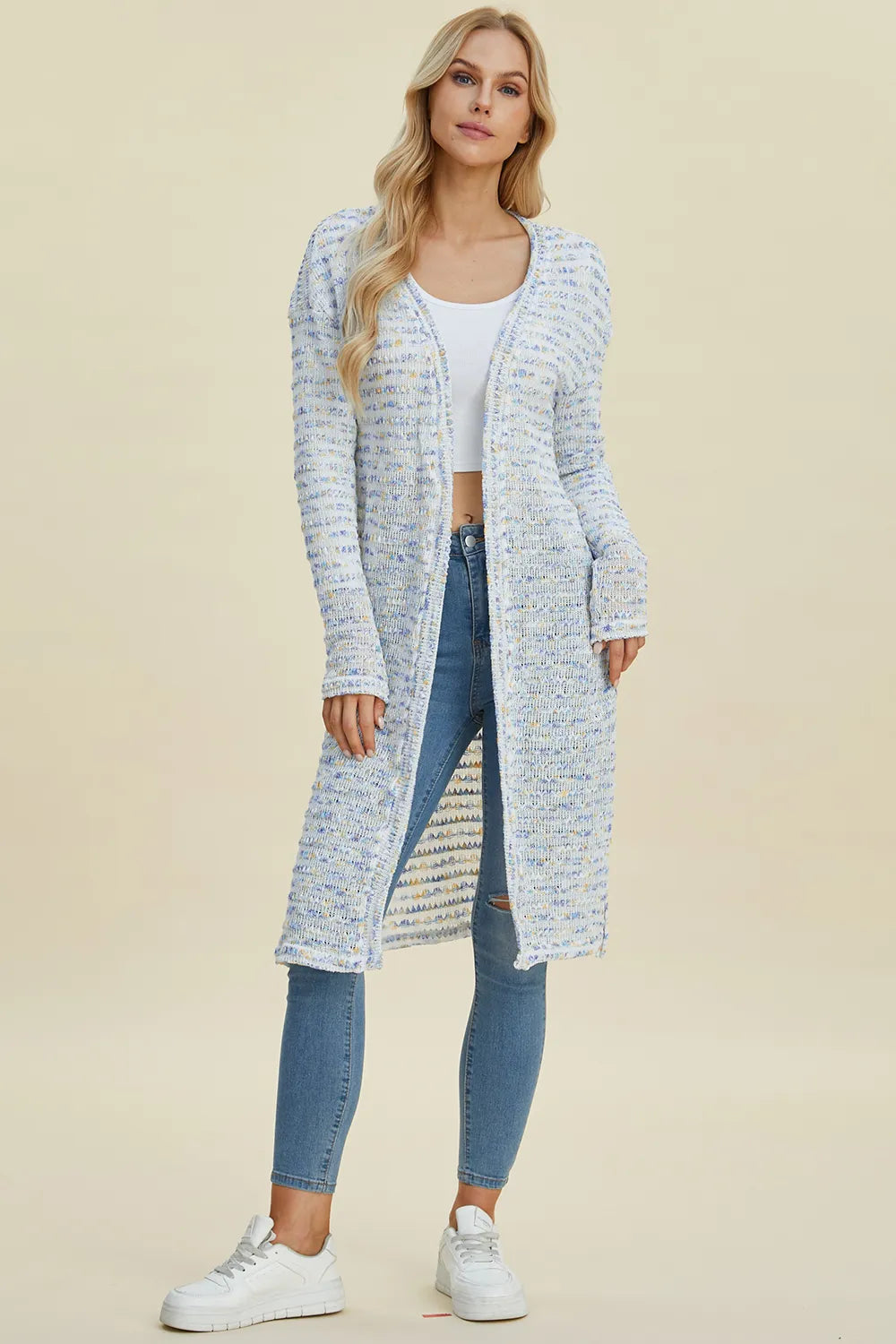 Sarah Express Women’s Plus Size Open Front Longline Cardigan Sweater
