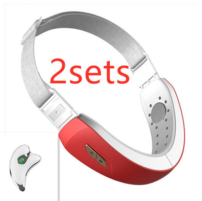Sarah Express LED Facial Lifting Device with EMS Technology - V-Line Chin Lift Belt with Photon Therapy Red 2sets With box