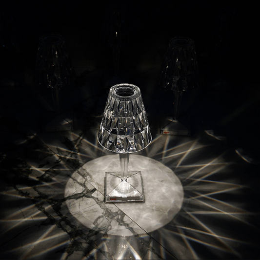 Diamond Crystal Acrylic Table Lamp - Rechargeable Touch LED Night Light for Bedroom, Bar & Cafe