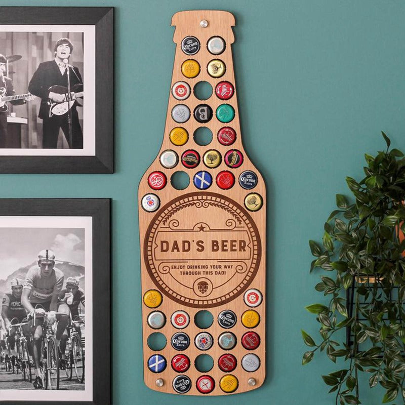 Beer Bottle Cap Display Board - Wooden Wall Art Collection Holder