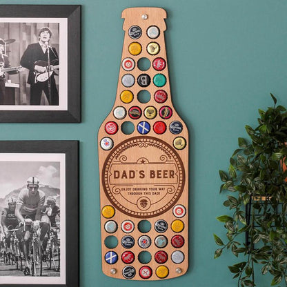 Beer Bottle Cap Display Board - Wooden Wall Art Collection Holder