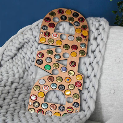 Beer Bottle Cap Display Board - Wooden Wall Art Collection Holder