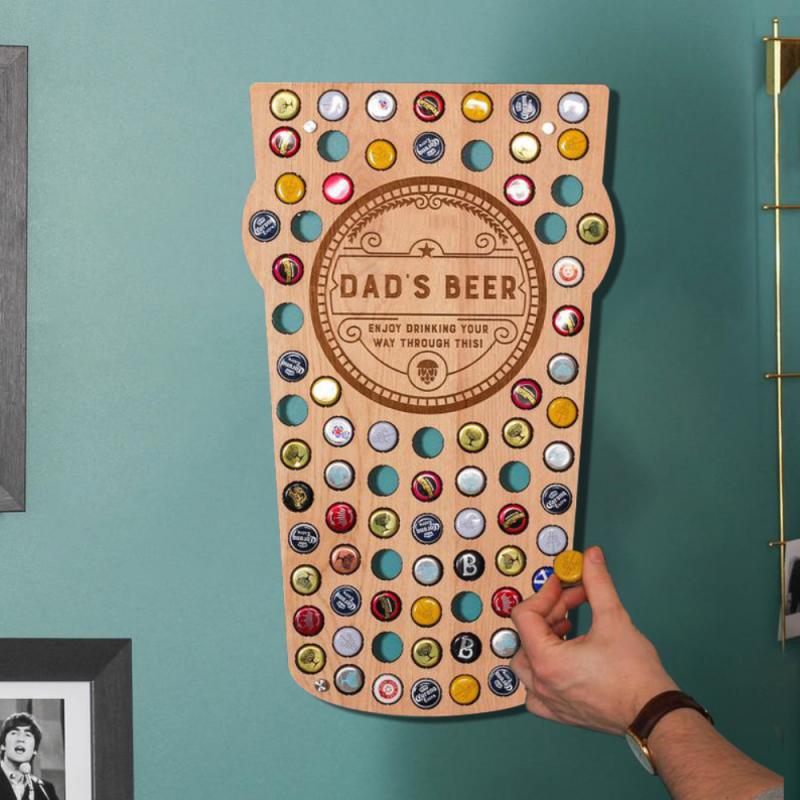 Beer Bottle Cap Display Board - Wooden Wall Art Collection Holder