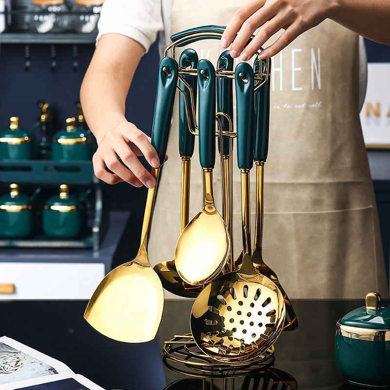 Sarah Express 7-Piece Stainless Steel Kitchen Utensil Set - Silicone Spatula Turner Ladle Spoon Pasta Server