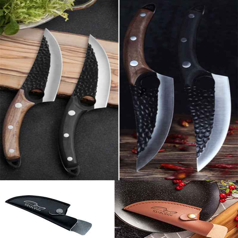 Sarah Express Professional Butcher Knife Set - High Carbon Steel Boning Knife Sheath Black Brown Q2set
