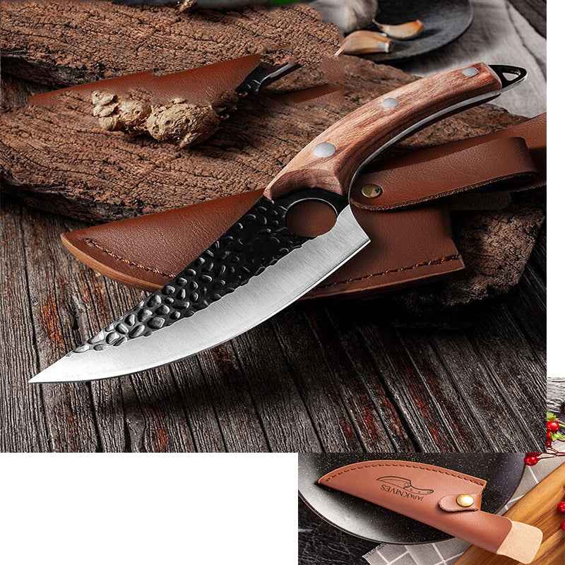 Sarah Express Professional Butcher Knife Set - High Carbon Steel Boning Knife Sheath Brown Q1pc