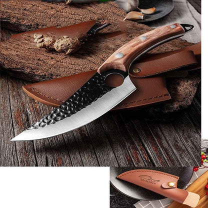 Sarah Express Professional Butcher Knife Set - High Carbon Steel Boning Knife Sheath Brown Q1pc