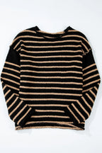 Sarah Express Women's Stripe Drop Shoulder Round Neck Sweater