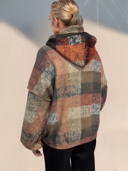 Sarah Express Women's Half Zip Exposed Seam Fleece Hoodie