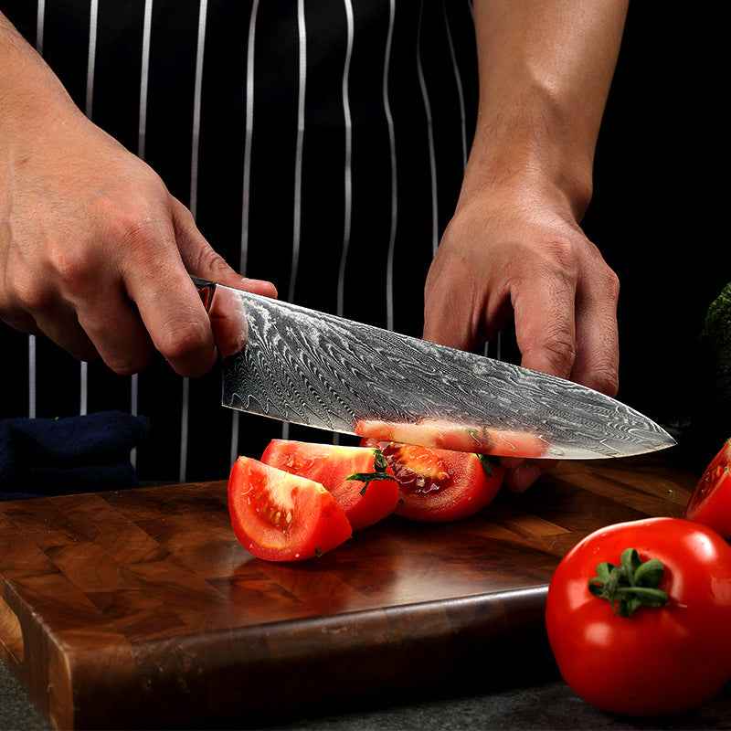 Sarah Express 67-Layer Damascus Steel Chef Knife - Professional Japanese Kitchen Knife Silver