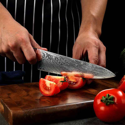 Sarah Express 67-Layer Damascus Steel Chef Knife - Professional Japanese Kitchen Knife Silver