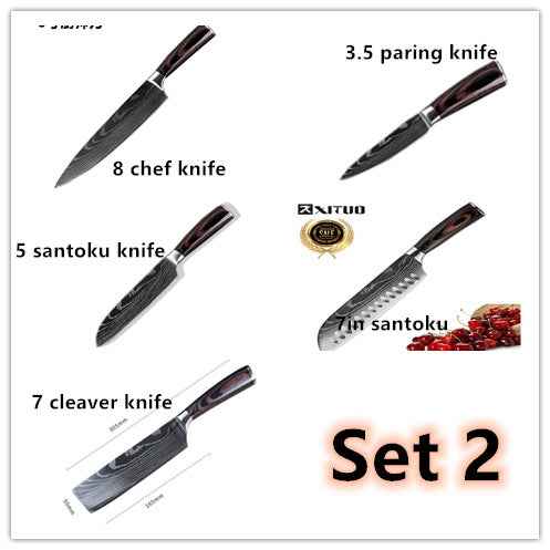 Sarah Express Professional Damascus Chef Knife Set - 7CR17 Stainless Steel Kitchen Knives Set 2