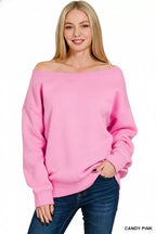Trendsi Zenana Fleece Boat Neck Sweatshirt