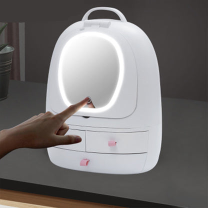 Sarah Express LED Makeup Mirror Cosmetic Storage Organizer with Adjustable Double-Sided Mirror