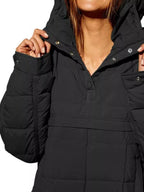 Sarah Express Women's Quarter Snap Hooded Puffer Jacket