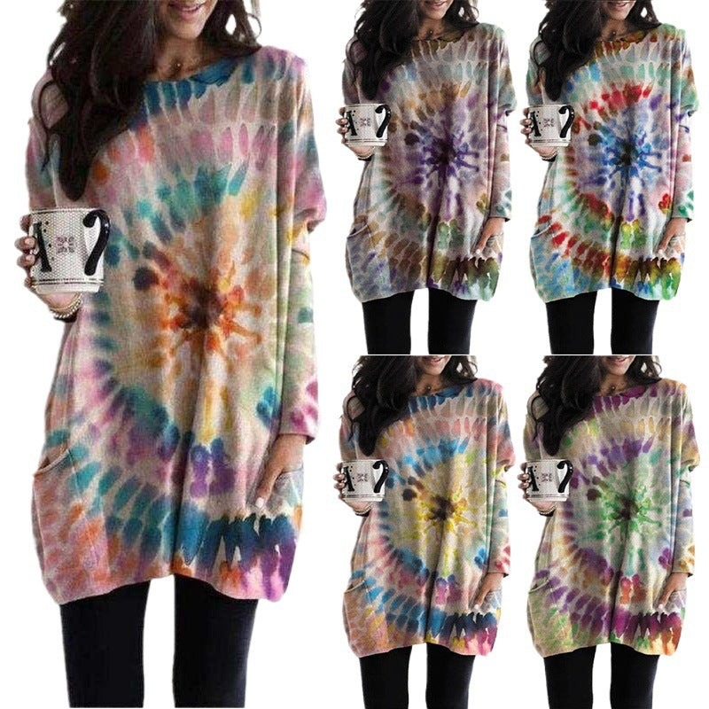 Sarah Express Women's Spiral Print Batwing Sleeve Long Sleeve Sweatshirt