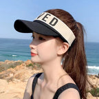 Sarah Express Women's Letter Print Sun Visor Adjustable Topless Hat UV Protection