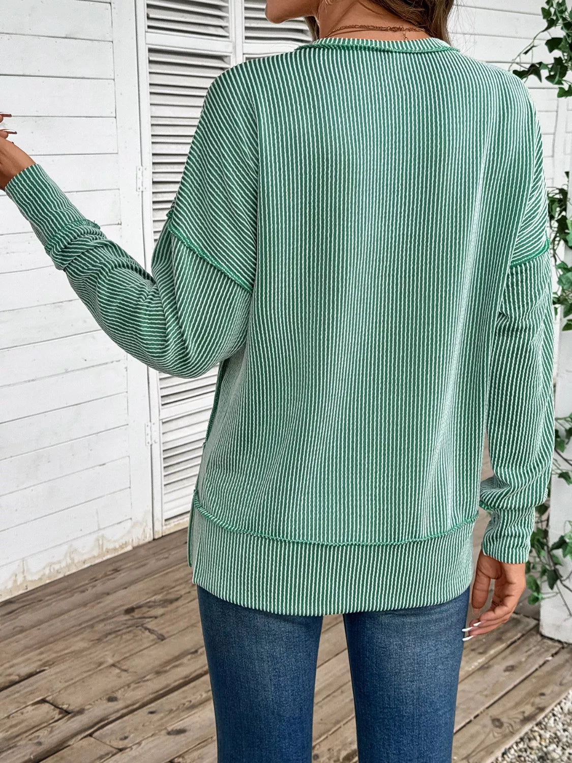 Sarah Express Women's Side Slit Round Neck Sweatshirt