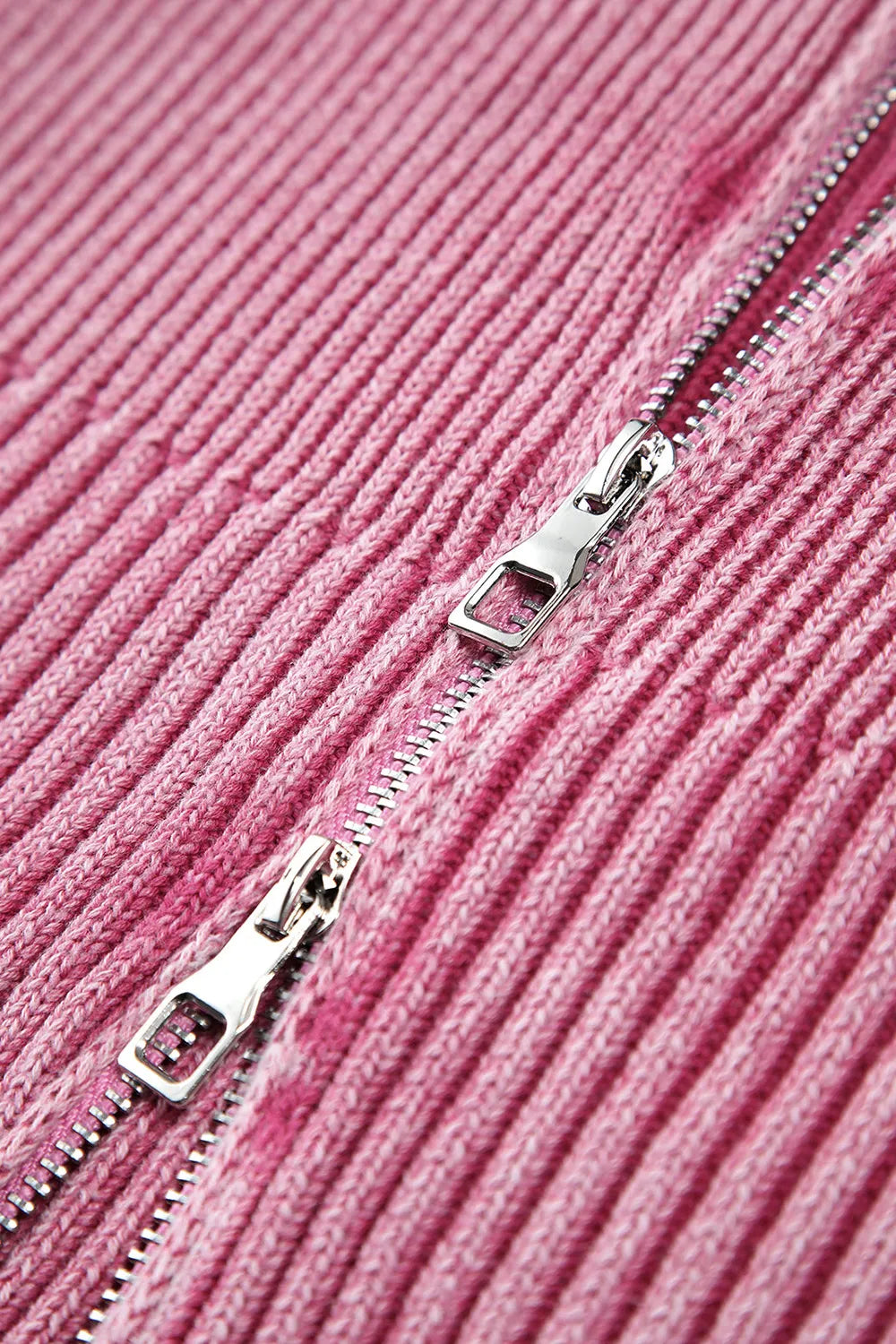 Sarah Express Women's Ribbed Off-Shoulder Zip Up Long Sleeve Cardigan