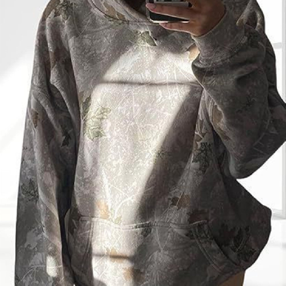Sarah Express Women's Floral Print Hooded Sweatshirt Pullover with Pockets