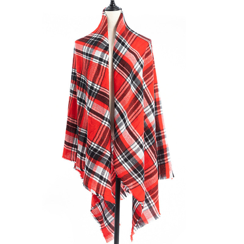 Sarah Express Women's Oversized Square Scarf Cashmere-like Double-Sided Shawl 140cm Woven Fall Winter Accessory