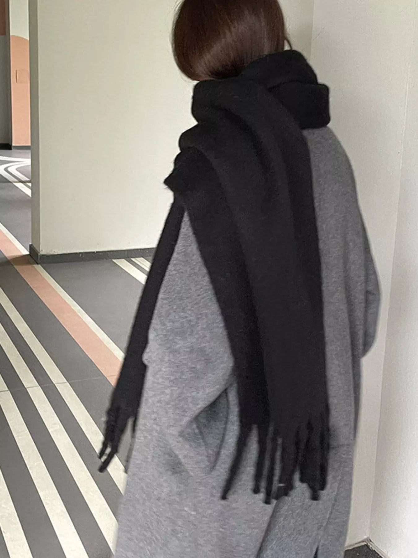 Sarah Express Women's Solid Color Fringe Scarf