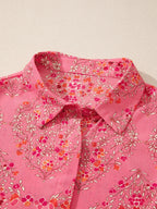 Sarah Express Women's Floral Print Lantern Sleeve Loose Shirt