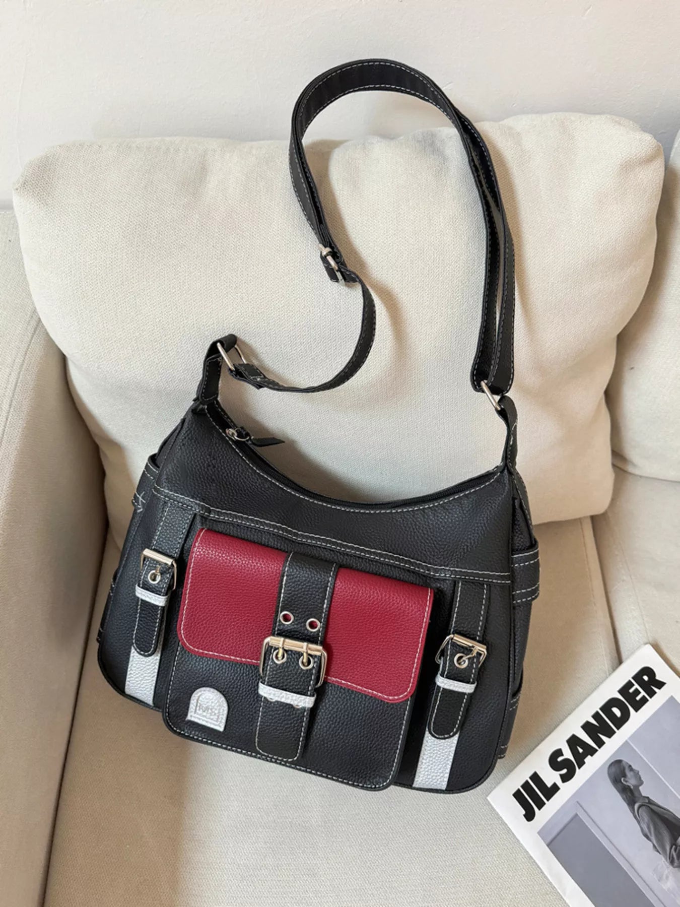 Sarah Express Women's Buckle Decor Flap Crossbody Bag