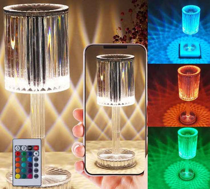 Sarah Express Crystal Diamond Table Lamp - Touch Dimmable LED Night Light for Bedroom Transparent Charging remote control16Color USB