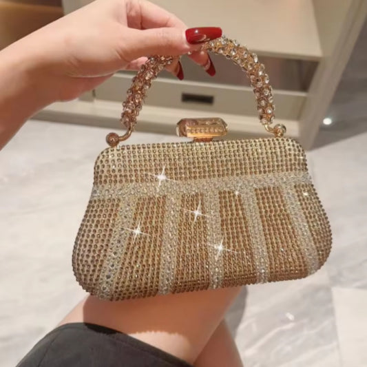 Sarah Express Gold Evening Clutch Bag for Women - Chain Strap Purse for Party & Wedding