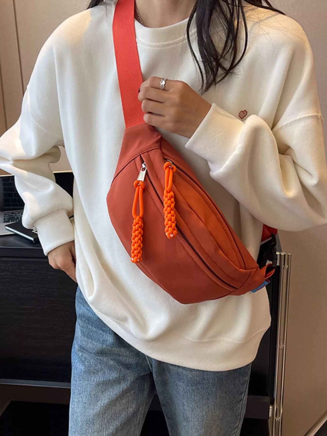 Sarah Express Women's Lightweight Crossbody Bag with Tassel Detail Orange One Size