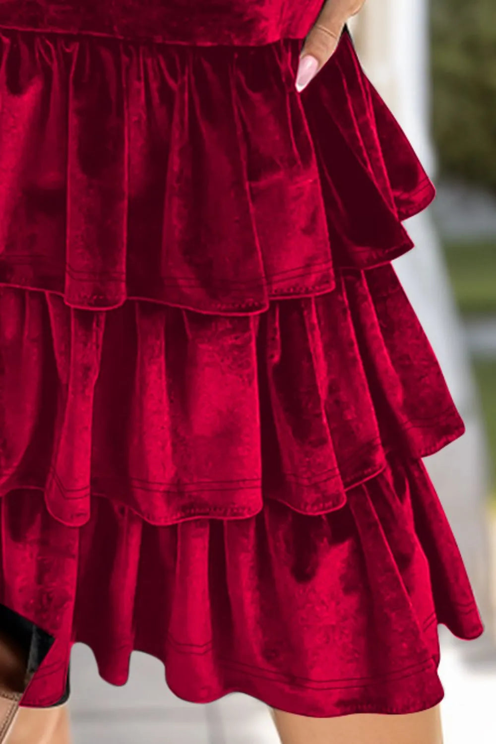 Sarah Express Women's Ruffled Layered Long Sleeve Mini Dress