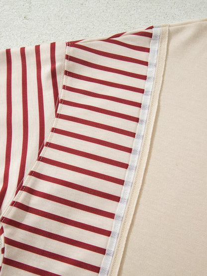 Sarah Express Women's Stripe Sleeve Patchwork Casual Sweatshirt