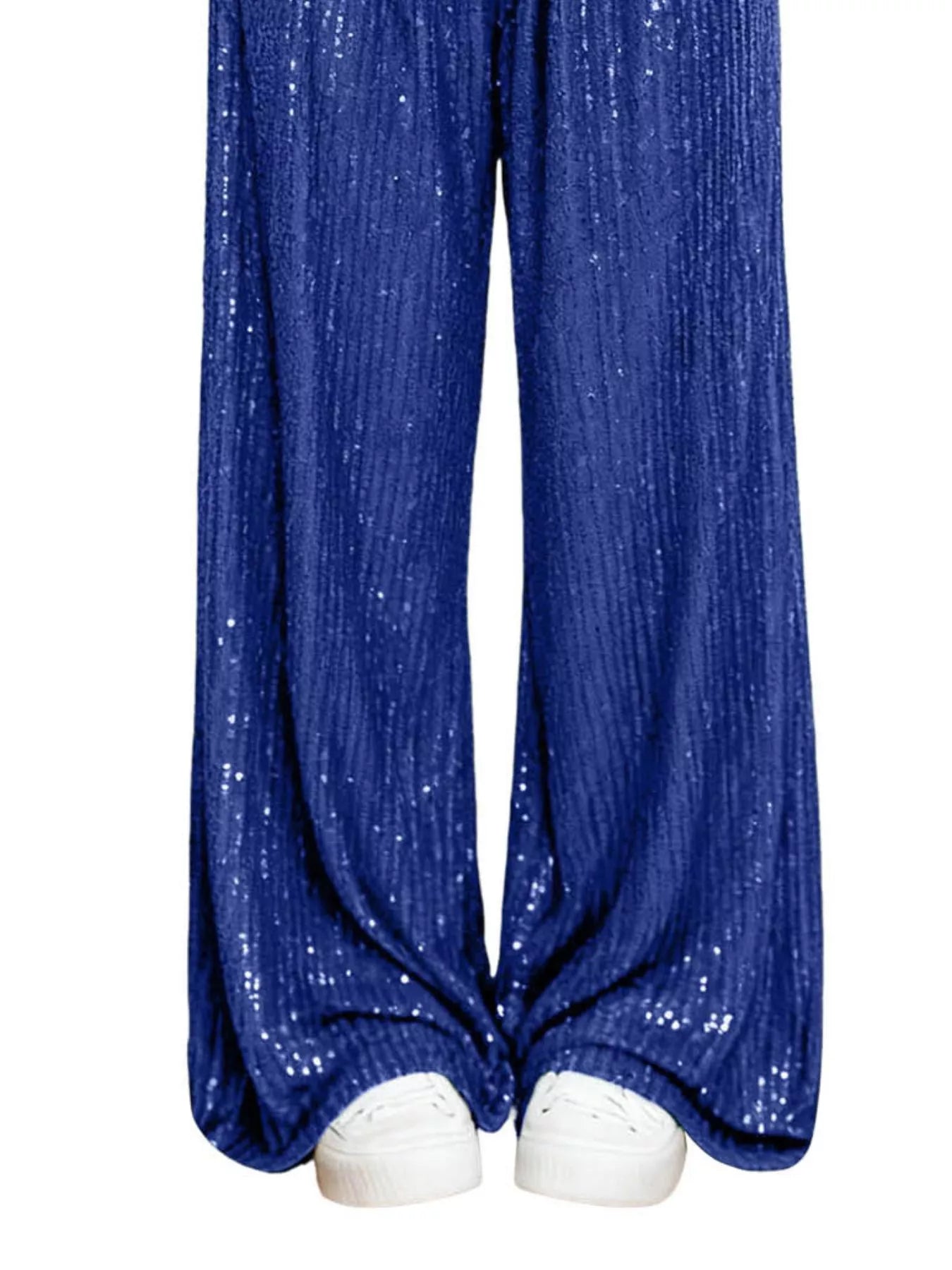 Sarah Express Women's Sequin Wide Leg Pants - High Waist Sparkle Palazzo Trousers