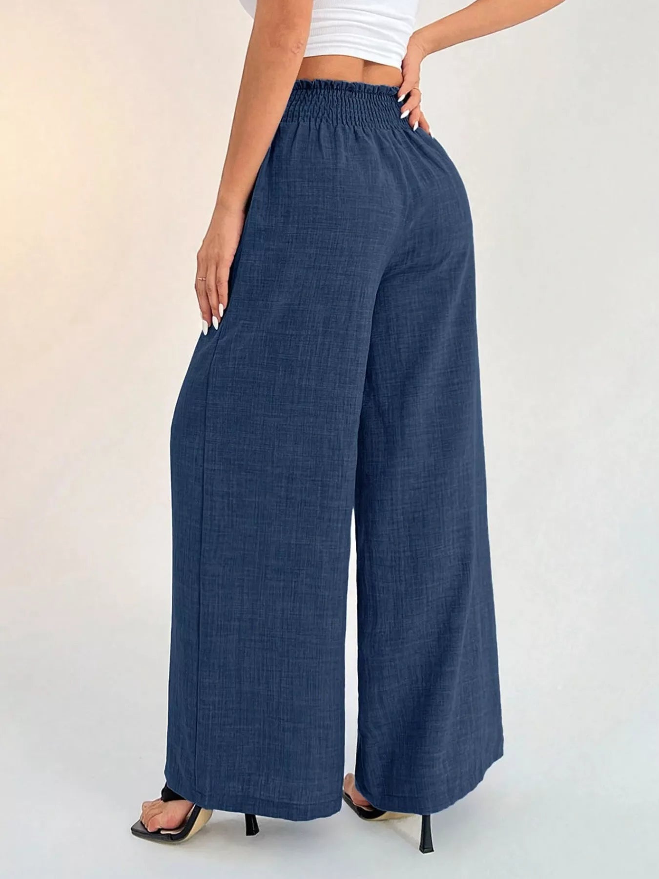 Sarah Express Women's Elastic Waist Wide Leg Pants